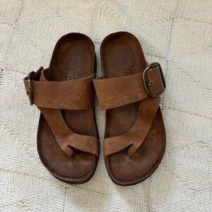 Brown Leather Sandals with Buckle